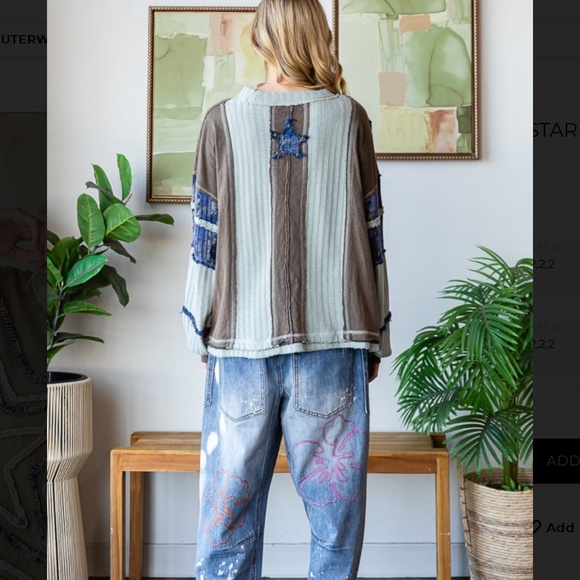 Oli and Hali “ San Juan 2 “ Oli & Hali Mixed Fabric Star Patch Top 36 - Picture 6 of 11